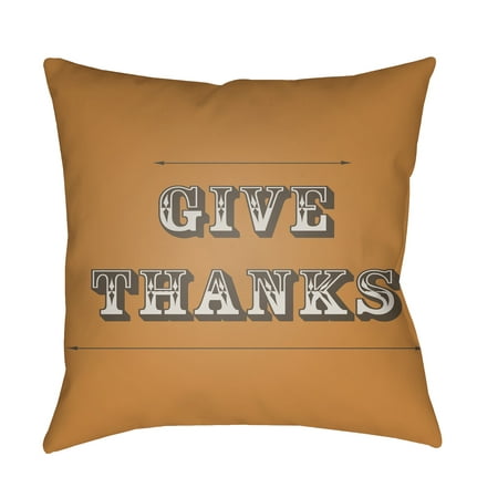 18 Orange Give Thanks Square Throw Pillow Cover Walmart Com