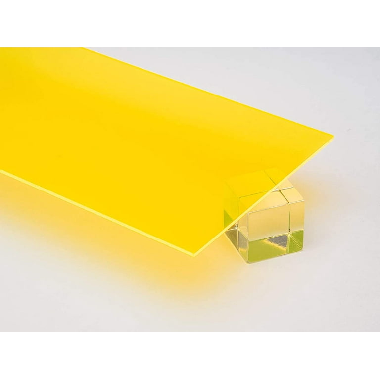 1/8 (0.118) Yellow Neon Fluorescent Acrylic Plexiglass Sheet 24x12 Cast  3mm Thick Nominal Size AZM 