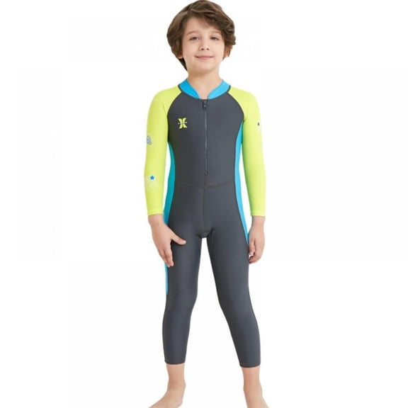 Baywell Full Body Wetsuit Kids Thermal Swimsuit for Girls Boys Surf Suit Neoprene 2.5MM, Toddler Teens Youth Wetsuits Long Sleeve Child Diving Suits, Gray, XXL