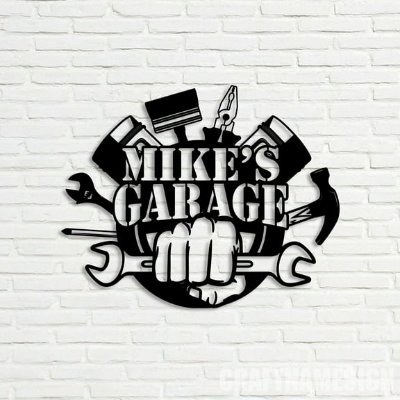 Craftnamesign Custom Metal Garage Name Sign, Custom Workshop Name Sign, Car Mechanic Repair Sign