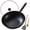 Transparent/Black, variant on Black 13 Inch Carbon Steel Wok Set with Lid, Spatula and Brush for Stir Fry