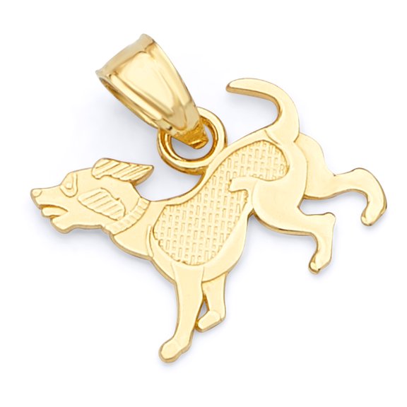 Wellingsale 14K Yellow Gold Polished Milgrain Puppy Pendant