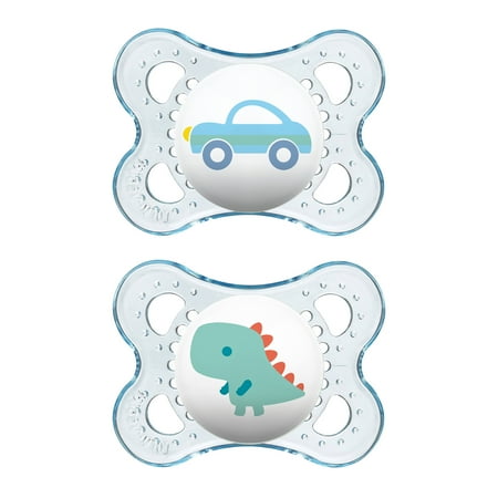 MAM Pacifiers, Baby Pacifier 0-6 Months, Best Pacifier for Breastfed Babies, ‘Clear’ Design Collection, Boy,