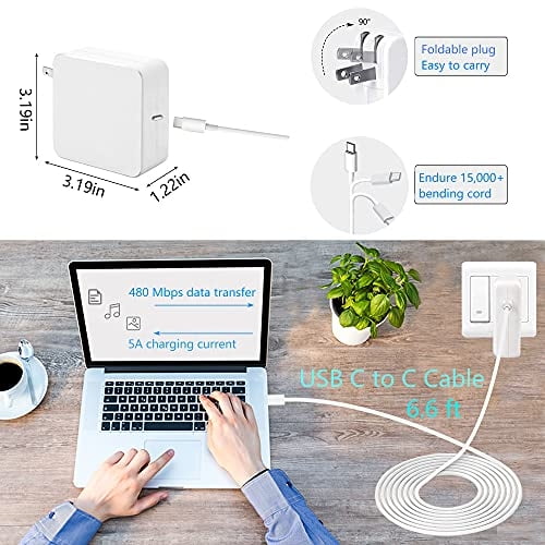 Adaptador de corriente 96W Cargador USB C Compatible con MacBook Pro 1
