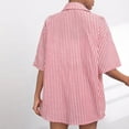 thumbnail image 4 of YLOMAY Summer Short Sets for Women Lapel Short Sleeved Button Shirt Mid Waisted Shorts Outfits Stripe Fashion Loose Fit Set Lady Going out Leisure Suit, 4 of 6
