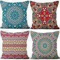 thumbnail image 1 of LAICAIW Set of 4 Mandala Bohemian Throw Pillow Covers, Decorative Hippie Boho Pillow Covers Square Linen Sofa Pillow Cases for Home Decor, 18x18 Inch (No Insert Included), 1 of 7