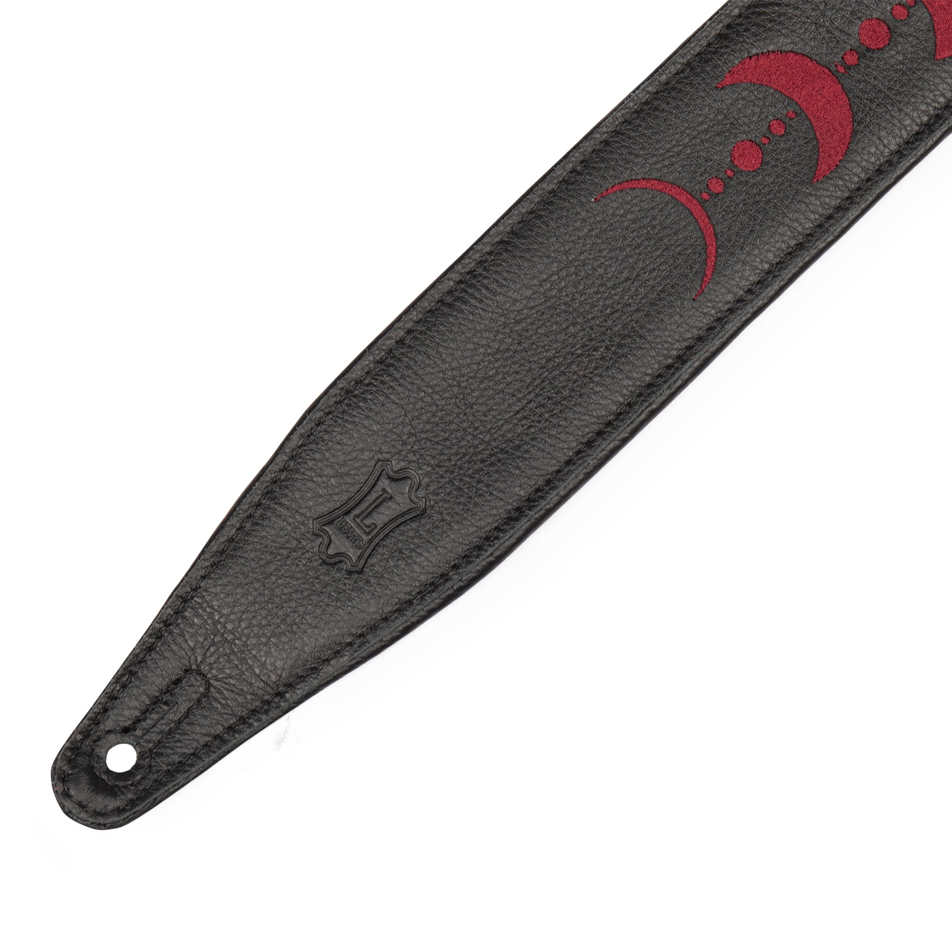 Levy's 2.5" Black Garment Leather Guitar Strap Burgundy Moon