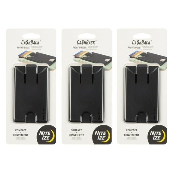 Nite Ize Cashback Phone Wallet - Card & Cash Holder for Phone Cases - Phone Accessory for Secure Card Carrying - Slim Phone Wallet for Cash Storage - Stick-On Wallet with Strong Adhesive - 3 Pack