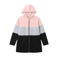 thumbnail image 3 of cocolona Womens Color Block Jackets Zip Up Hooded Long Sleeve Sweatshirts Casual Loose Plus Szie Fall Tops, 3 of 6