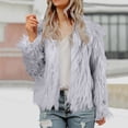 thumbnail image 2 of YDFCWXW Womens Fur Cropped Jacket Fluffy Open Front Long Sleeve Fashion Warm Shaggy Short Coat Outerwear Grey, L, 2 of 5