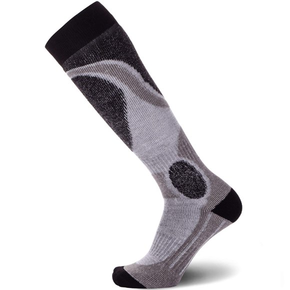 Pure Athlete Chaussettes de Ski en Laine Élite - Chaussettes de Ski et de Planche à Neige Thermiques Légères en Laine Mérinos, pour Hommes et Femmes (Petit, 1 Paire - Noir)