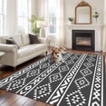 thumbnail image 2 of Black Boho Area Rugs 5'x7', Washable Small Throw Rugs for Laundry Room Playroom, Abstract Geometric Bohemia Ethnic Striped Indoor Outdoor Rug Non-Slip Low Pile Carpet Runner Reversible Floor Mats, 2 of 8