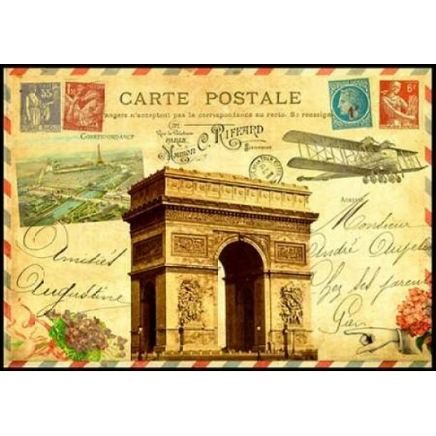 Vintage Paris Postcard Arc De Triomphe Poster Print By Marion De Lauzun X 28 Walmart Com Walmart Com