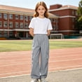 thumbnail image 2 of jiaxiM Girls Parachute Pants Kids Elastic Waist Wide Leg Cargo Pants Y2K Street Baggy Trousers with Pockets, 2 of 9