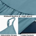 thumbnail image 4 of Summer Women's Spaghetti Strap Dress Backless Casual A-Line Suspender Dress with Pockets, 4 of 6