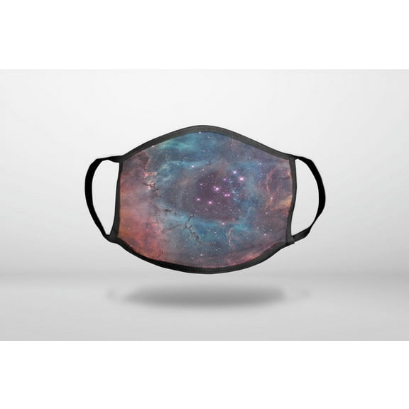 Purple Blue Pink Rosette Nebula - 3-Ply Reusable Soft Cloth Face Covering, Unisex, Cotton Inner Layer