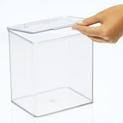 mDesign Plastic Stackable Kitchen Food Storage Box, Hinged Lid, 2 Pack - Clear