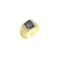 thumbnail image 3 of RYLOS Men's Rings 14K Yellow Gold Designer Style 10X8MM Emerald Cut Shape Gemstone & Diamonds Alexandrite June Birthstone Rings For Men Size 10, 3 of 4