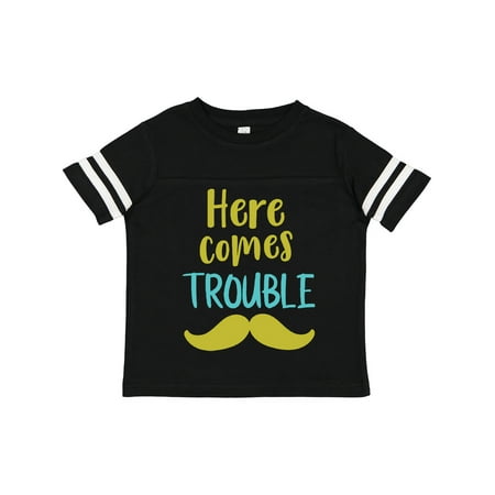 

Inktastic Here Comes Trouble Mustache Moustache Gift Toddler Boy or Toddler Girl T-Shirt