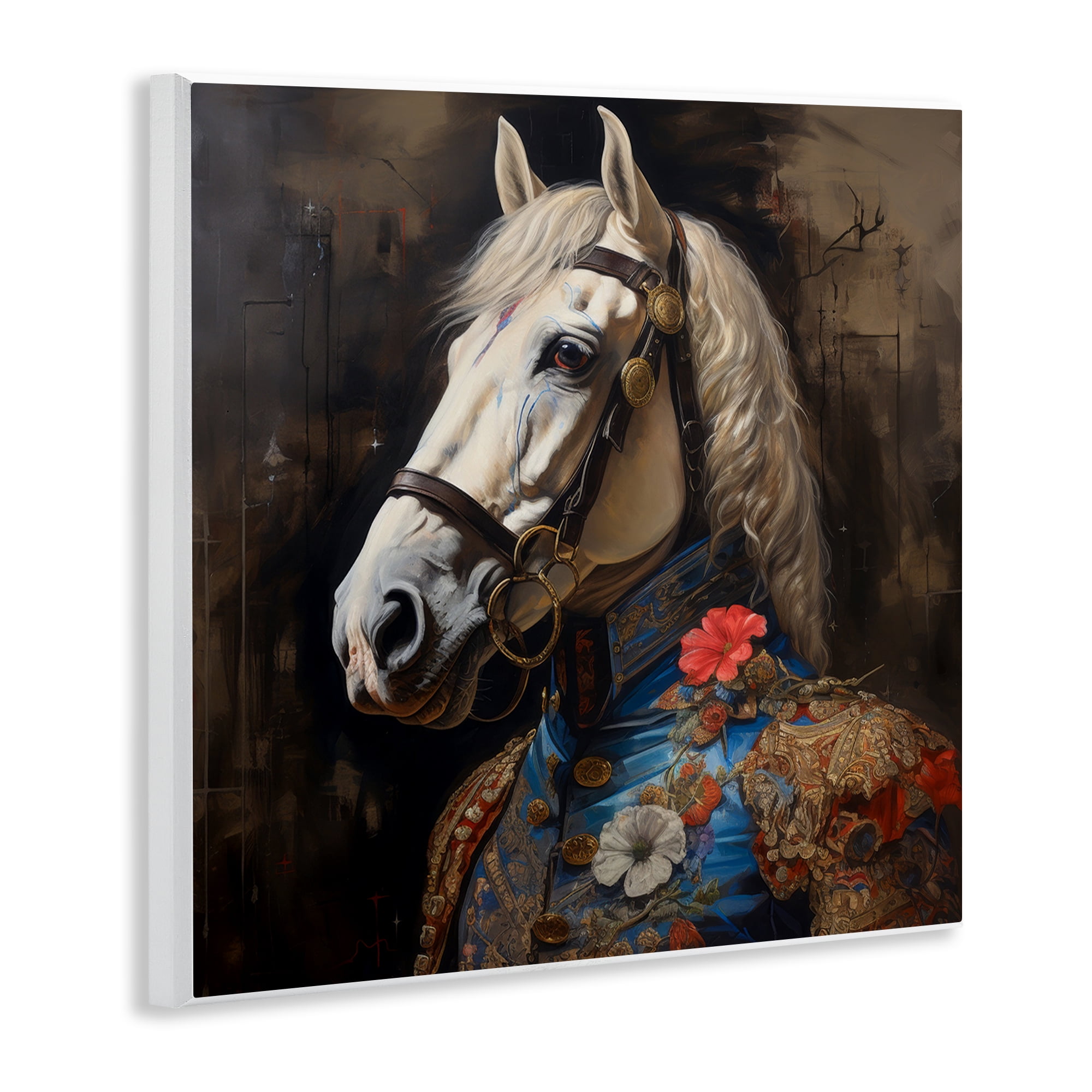 Stupell Industries Horse with Regal Clothing Animals & Insects Painting Unframed Art Print Wall Art, 12 x 12