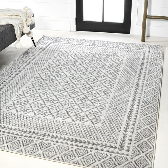 JONATHAN Y MOROCCAN HYPE 3 x 5 Area Rug, Athens Geometric Boho - Gray/Cream, MOH107A-3