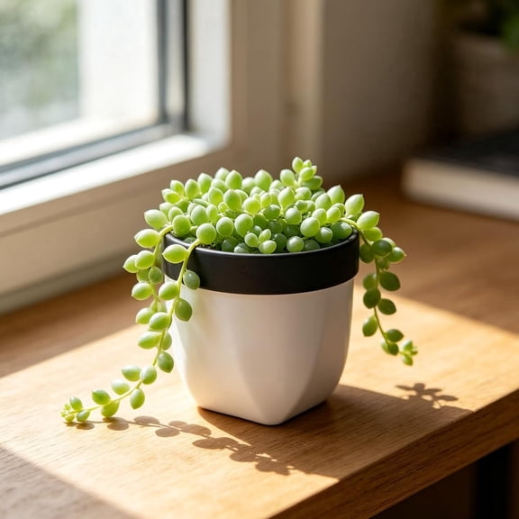 Hosley Modern Ceramic Indoor Plant Pot, Black & White Decorative Planter, 4.7 Inch