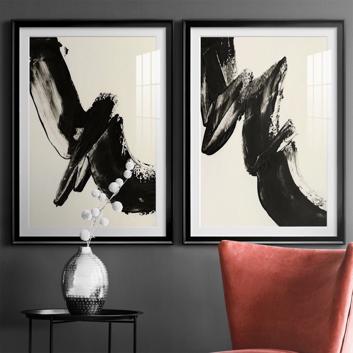 Wexford Home Black Expression I Premium Framed Print, 18.5" x 24.5" - Ready to Hang, Black (Set of 2)