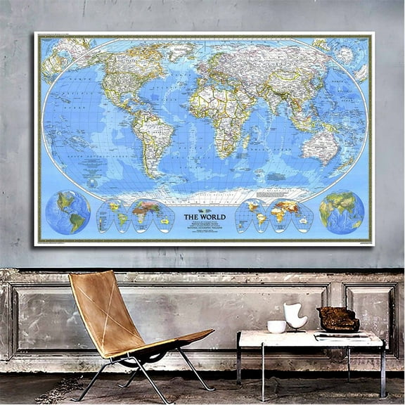Large Map of The World Poster Print Choose your size Unframed.