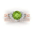 thumbnail image 2 of 3.06 ct Brilliant Round Cut Natural Peridot 14k Rose/White Gold Solitaire with Accents Engagement Bridal Wedding Ring Band Set size 6.25, 2 of 7