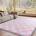 thumbnail image 2 of JakoliveWhite pink Checkered Rug， 5x7ft， Thick Fluffy Plaid Area Rug, Anti-Slip Design for Bedroom, Living Room, Girls’ Space, Nursery & Dorm, Soft Indoor Floor Mat, 2 of 8