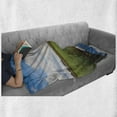 thumbnail image 6 of Landscape Soft Flannel Fleece Blanket, Reflective Calm River Scenery Meadow Grass Clouds Wildflowers Trees Shrubs, Cozy Plush for Indoor and Outdoor Use, 50" x 70", Green Blue White, by Ambesonne, 6 of 6