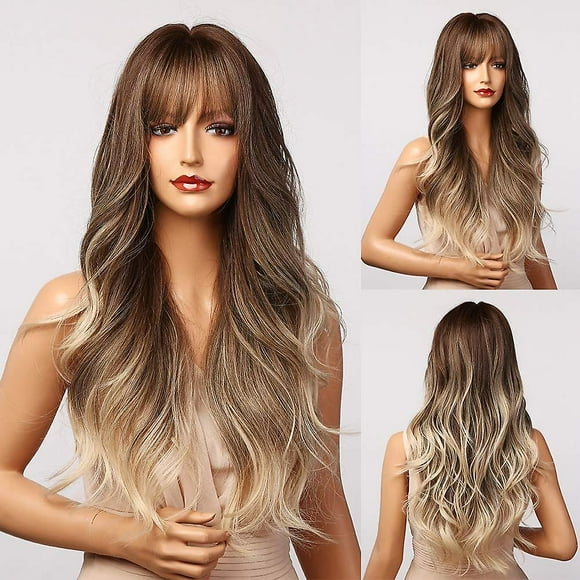 Brown Ombre Blonde Wigs 24"long Synthetic Wig