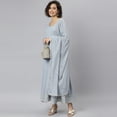 thumbnail image 3 of Janasya Indian Round Neck Full Sleeve Solid Grey Poly Georgette Kurta With Dupatta For Women, 3 of 8