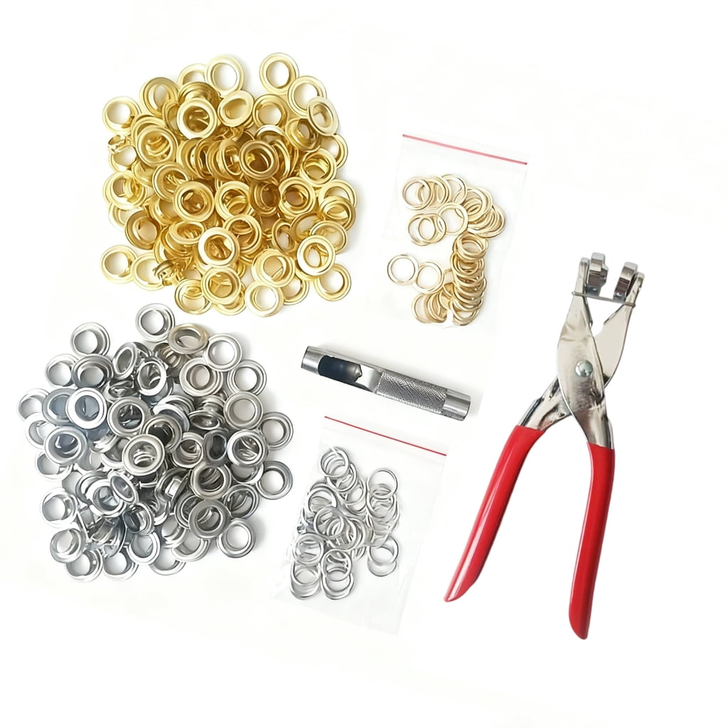 200 Piece 12mm Floral Eyelet Grommet Kit With Punch Pliers And Hole Punch Tool For Leather Fabric Crafting In Two Color