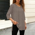 thumbnail image 4 of XPMWRP Women's Polka Dot V Neck Tunic Top 3/4 Sleeve Loose Fit Casual Blouse Flowy Longline Shirt for Daily Wear Brown XL, 4 of 6