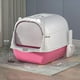 thumbnail image 2 of Caja de arena para gatos con capucha, inodoro para gatos completamente cerrado, cacerola portátil con cuchara, caja de arena duradera antisalpicaduras , Rosado, 2 of 10