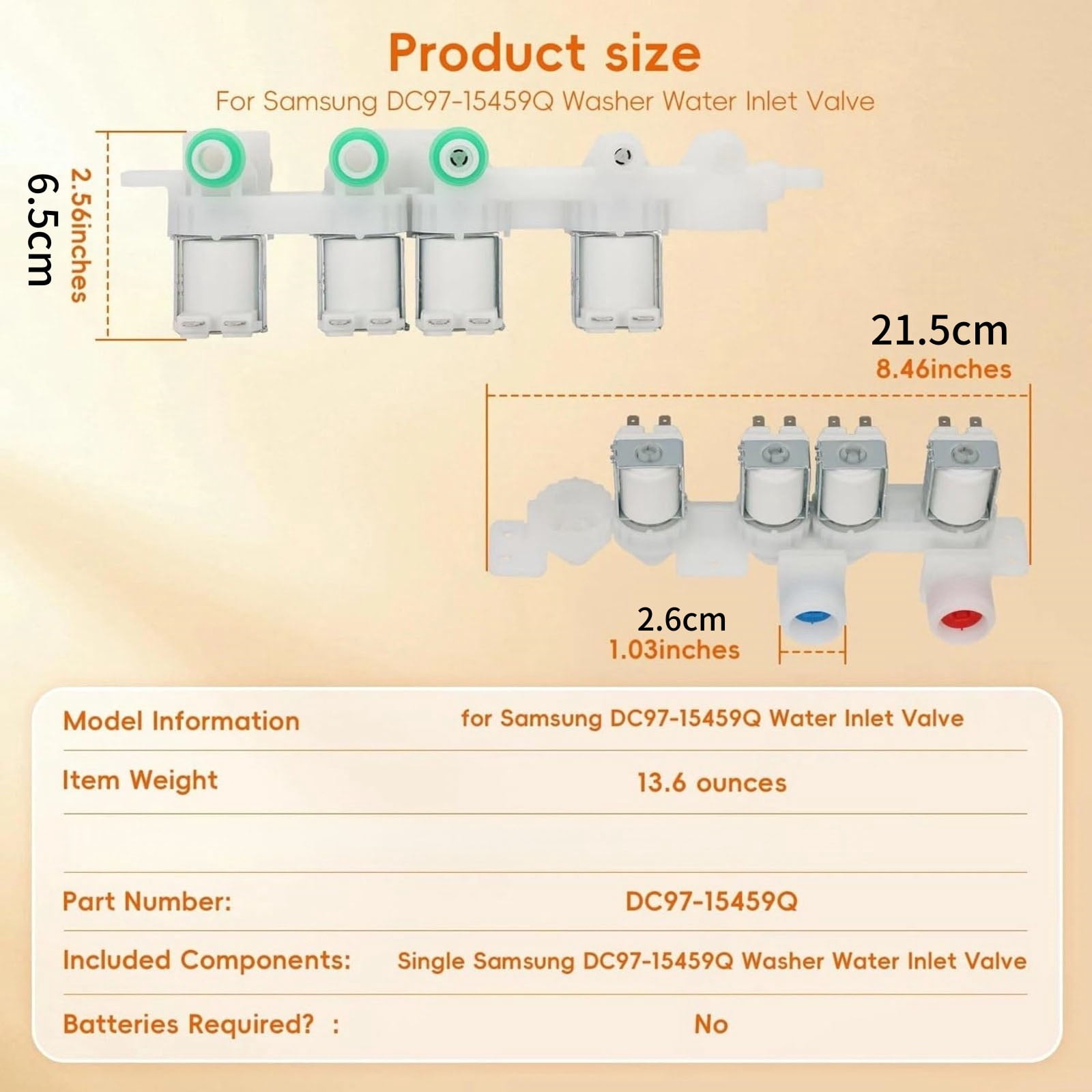 TAPDRA 4-Coil Water Inlet Valve DC12V OEM Standard DC97-15459Q For Samsung Front Load Top Load Washers