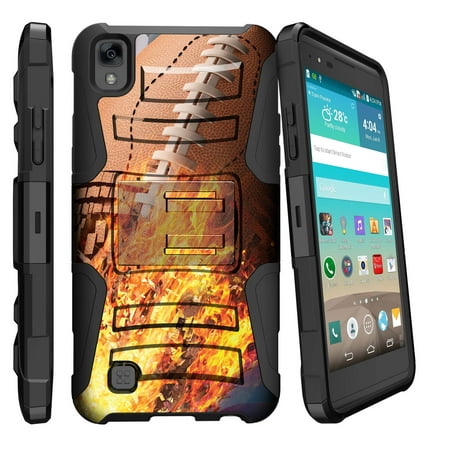 LG K6P, LG X Power, LG F740L Miniturtle® Clip Armor Dual Layer Case Rugged Exterior with Built in Kickstand + Holster - Football On