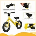 thumbnail image 4 of Spaco 12 Inch Toddler Balance Bike, Children's Bicycle with Height Adjustable Handlebar and Seat, Gift Bike for Ages 3-6, Yellow, 4 of 4