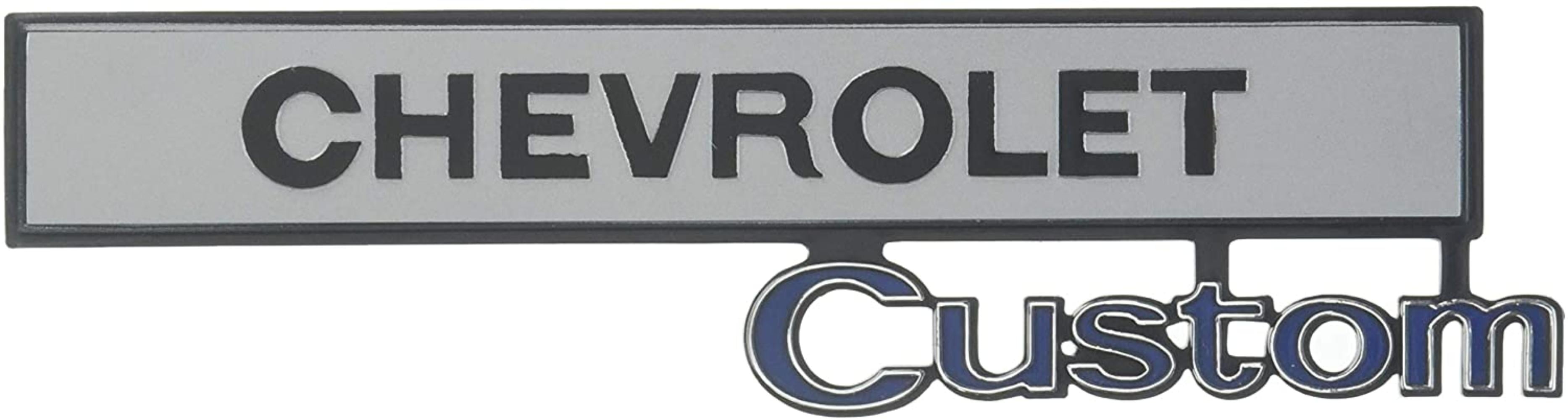 Trim Parts 9670 Truck Glove Box Door Emblem 1969-1972 Chevy “Chevrolet Custom” GMC 