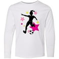 thumbnail image 3 of Inktastic Girl Playing Soccer Pink and Yellow Stars Long Sleeve Youth T-Shirt, 3 of 5
