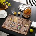 thumbnail image 3 of Farmhouse Coffee Time Placemats Set of 6, Vintage Gnomes Desserts Brown Wood Placemats for Dining Table, Place Mats for Kitchen Tabletop, Waterproof Wipeable Dining Table Mats Set, 3 of 9