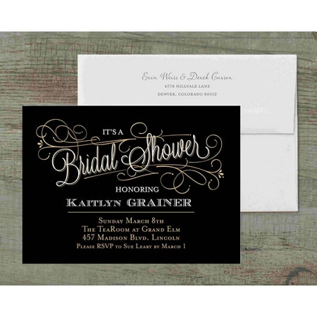 Classic Script Deluxe Bridal Shower Invitation
