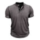 thumbnail image 3 of Ceisia Men's Slim Fit Stretch Stand-Up Collar Short Sleeve Shirt - Solid Color with Contrast Trim Coffee S Gifts, 3 of 7