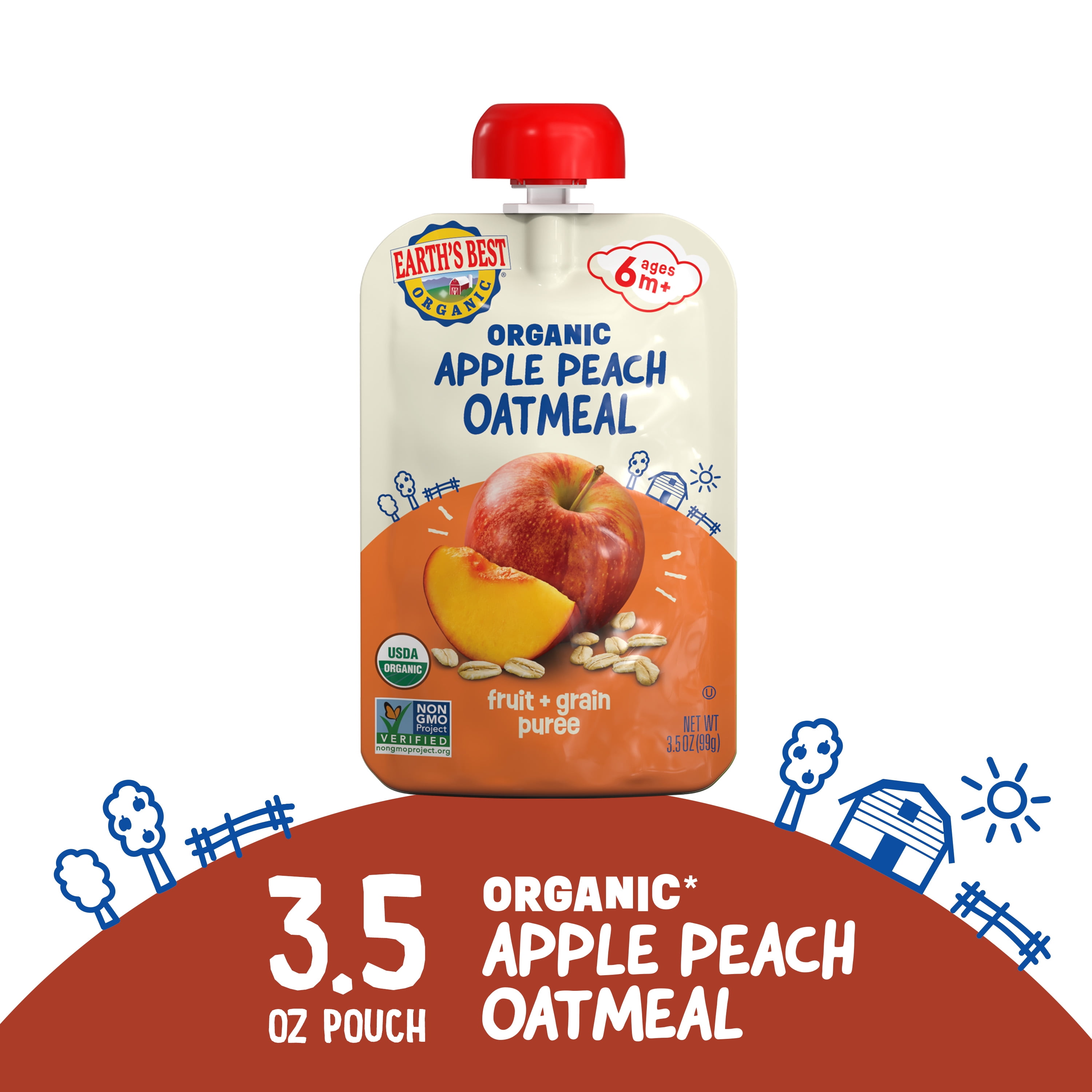 Earth's Best Organic Stage Baby Food, Apple Peach Oatmeal Fruit