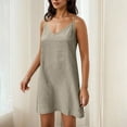 thumbnail image 4 of qolati Summer Dresses for Women 2025 Sleeveless Nightgown V Neck Full Slip Sleep Dress Spaghetti Strap Casual Swing Tank Mini Dresses, 4 of 8