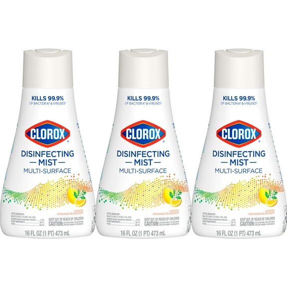 Clorox Disinfecting Mist, Lemon Orange Blossom, Disinfecting Refill, 16 Fluid Ounces, Pack Of 3