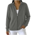 thumbnail image 2 of Zxlsdmn Zip Up Cardigan Sweater for Women Comfy Stand Collar Cardigans Casual Long Sleeve Solid Color Jacket Sweaters Fashion Fall Winter Clothes M, 2 of 9