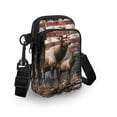 thumbnail image 3 of HELLHERO Cross Body Purse Polyester Double Zipper American Flag Deer Design for Outdoor Travel Men, Women, 3 of 7