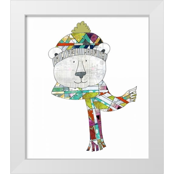 Ogren, Sarah 26x30 White Modern Wood Framed Museum Art Print Titled - Bear in a Hat and Scarf